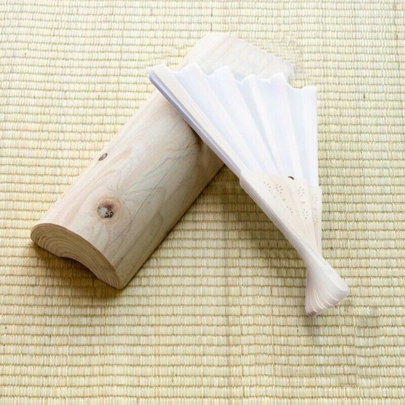 24 pcs/lot White Folding Elegant Silk Hand Fan with Gift bag Wedding & Part Q5Z9