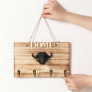Kitchen Wall Hook Home Bedroom Bull Head Key Storage Retro Wooden Rope Hanging
