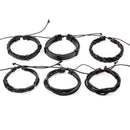 6Pcs Adjustable Braided Wax Rope Leather Bracelet Wristband Punk Cuff Bangle Hot