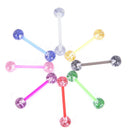 8PCS/Set Colorful Glitters Acrylic Barbell Ball Tongue Rings Piercing Jewe FT