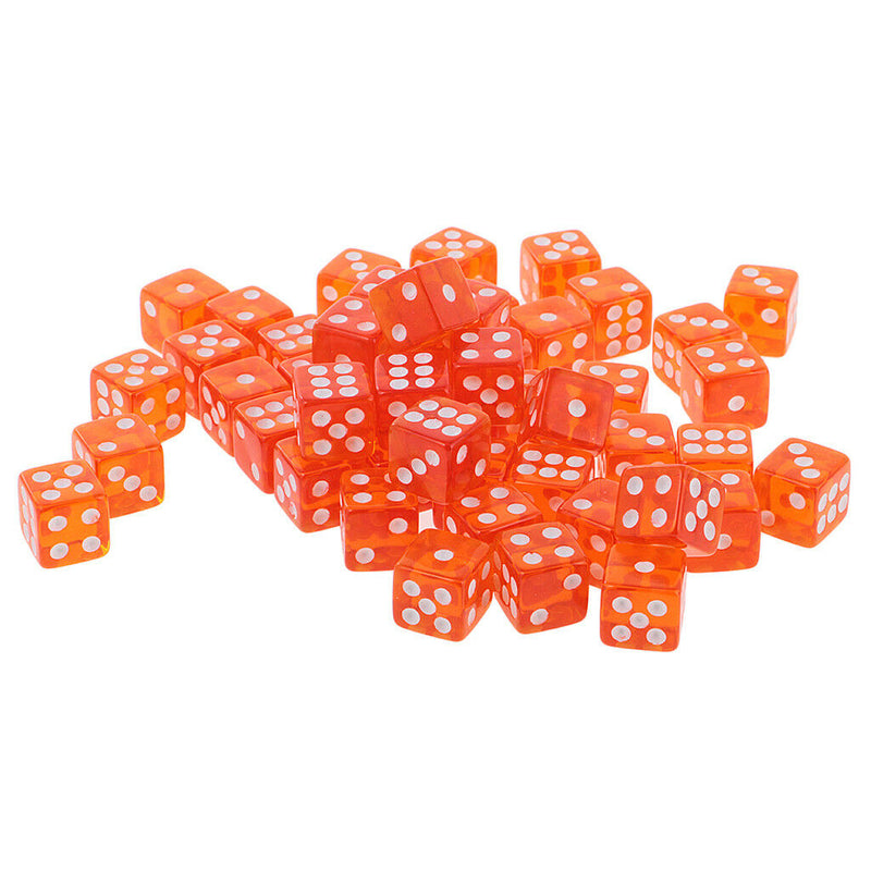 50Pcs 6-Sided Dice D6 Polyhedral Dice 12mm for  Orange