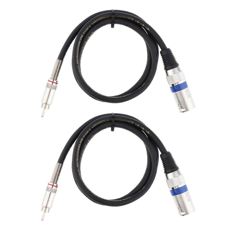 2pcs Phono RCA to XLR Adapter Plug Microphone Audio Converter Cable