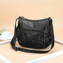 Solid Women Messenger Washed PU Leather Crossbody Bags Shoulder Handbags