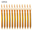 12Pcs Trip Tent Peg Ground Nail Stakes Tent Nail Pegs Stakes With Rope Cam YQD