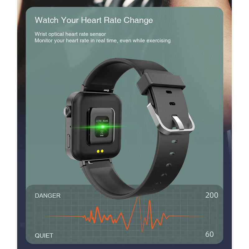 Sport Smart Watch 1.54" Heart Rate Monitor Watch Sleep Monitoring Black