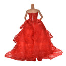 1x Red Embroidery Luxurious Wedding Lace 4 Layers Dress for  s SP