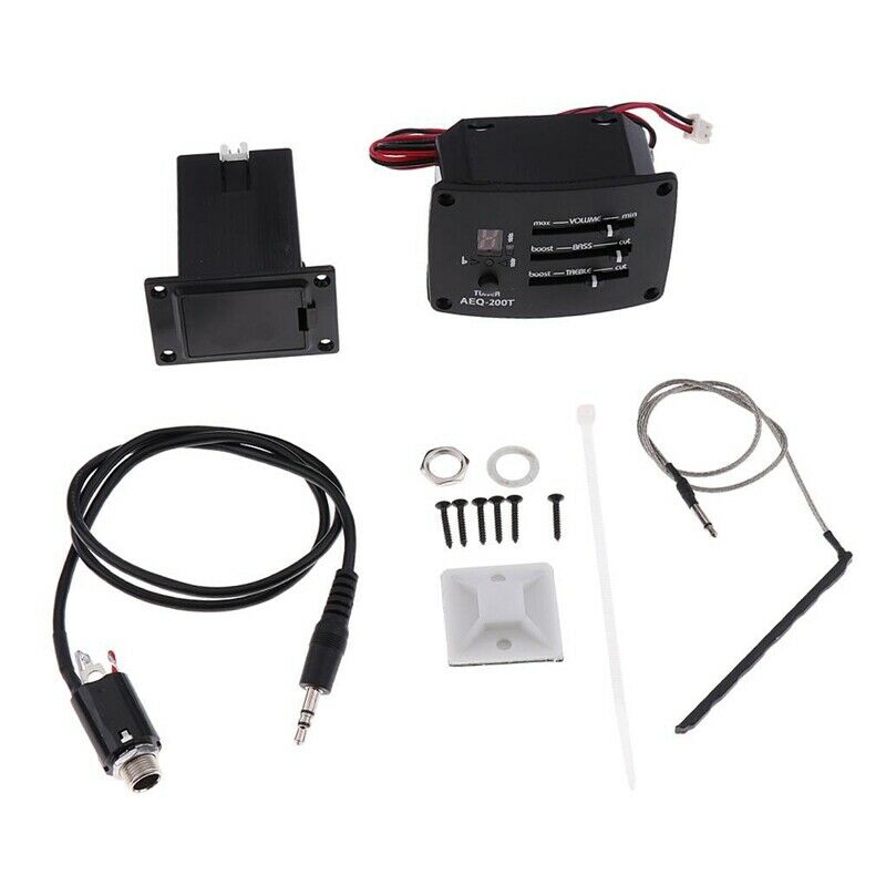 1 Set 3 Band Eq Equalizer Preamp Pickup Piezo Amplifier Aeq-200t Black For