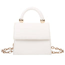 Women Mini Shoulder Bag Alligator PU Tote Chain Crossbody Pouch (White)