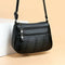 Women PU Shoulder Bag Multi-pocket Mother Solid Crossbody Handbag (Black)