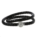 Womens Bracelet Woven Bracelet in Crystal Leather Black colour