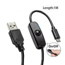 2.5A W/ Switch Micro USB Phone Charging Cable Electronic Fast For Raspberry Pie