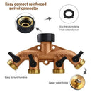 4 Way Brass Garden Hose Splitter Heavy Duty Garden Tap Hose Adapter Nozzle  H6O7