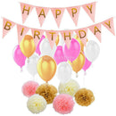 Tissue Pom Poms Latex Balloons Hanging Garland Kid Adults Birthday DIY Decor