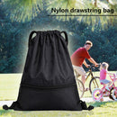 Portable Black Drawstring Bag Shoulders Backpacks for Outdoor Travel School