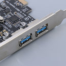 USB 3.0 to PCI-E X1 Expansion Card Dual Ports External Adapter for Windows