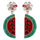 Cute Fruit Drop Earrings - Statement Colorful Shining Crystal Dangle Earrin