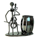 2pcs Pen Holder Pencil Pot Metal Stand Stationery Office Decor Violin+Cello