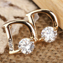 Pair of Zircon Inlaid Big D Letter Ear Pins Earbobs Eardrops Stud Earrings