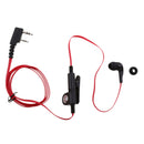 Headset Earphone Mic Headphone Flat Cable for 2 Pin Walkie Talkie Radio Red