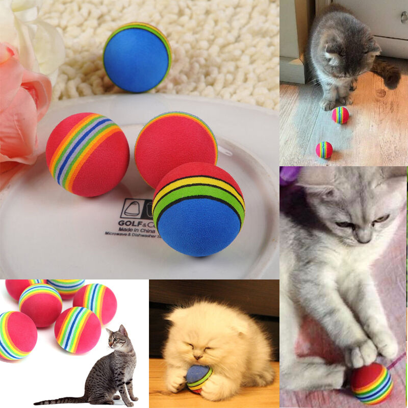 2Pcs Pet Small Dog Puppy Cat Colorful Soft Play Chew Treat Ball Activity Toys