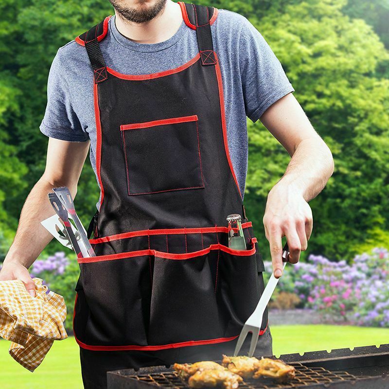 Utility Work Apron with 16 Pockets Tool Apron Cross-Back Straps Adjustable  S3A5