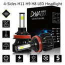 4-Sides H11 H9 H8 LED Headlight Kits High Power 6000K White 80W 12000LM OZ