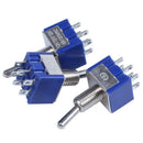 AC 3A 250V 6A 125V DPDT 3 Way ON/Off/ON Latching Toggle Switches 3pcs Q7O1
