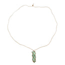 Natural Stone Necklace Green Fluorite Stone Quartz Pendant With Rope