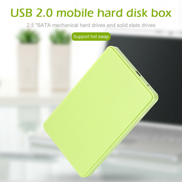 2.5 inch USB2.0 SATA HDD Hard Disk Drive External Portable SSD Case (Green)