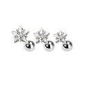 lot of 3-size Zircon crystal Helix Ring  Piercing Stud 3,4,5mm Ball