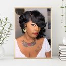 Fashion Short Curly Hair Wig Oblique Bangs Loose Hair Cover Women Hairpiece