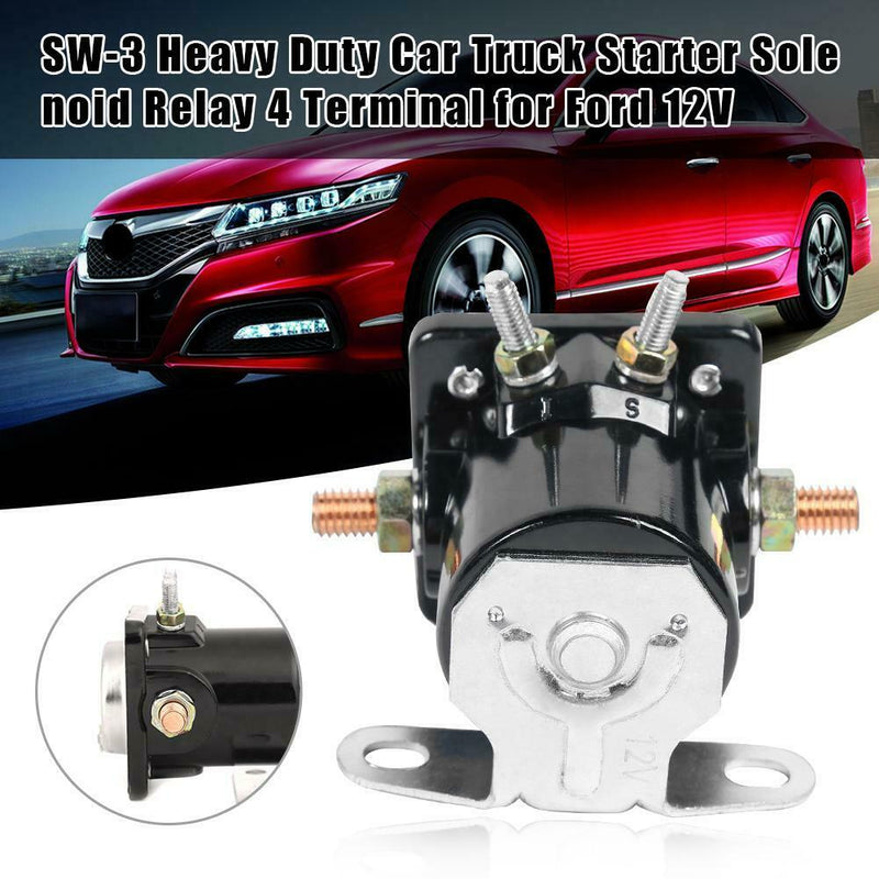 SW-3 Heavy Duty Car Truck Starter Solenoid Relay 4 Terminal for Ford 12V