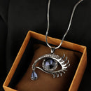 Woman Blue Evil Eye Crystal Rhinestone Teardrop Pendant Chain Necklace Vogue Kw