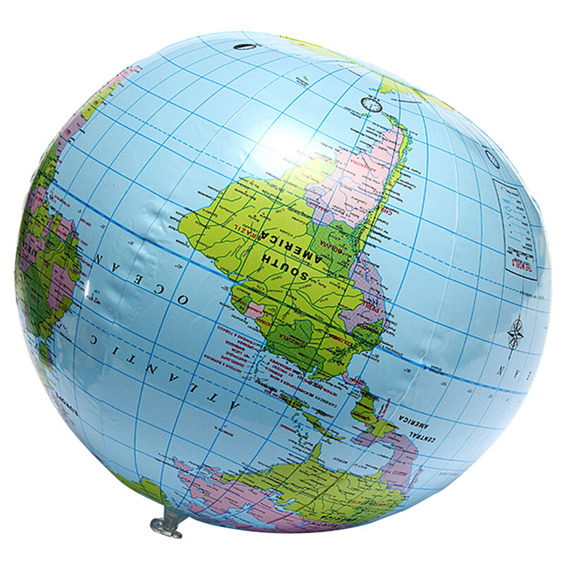 16'' Inflatable World Globe Earth Map Teaching Geography Map Beach Ball Kid C6D5