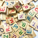 100 Wooden Alphabet Scrabble Colorful Letters & Numbers For Crafts Wood