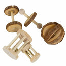 Pack of 5 Hamster Chew Toys - Natural Wooden Pine Dumbells Exercise Bell Ro