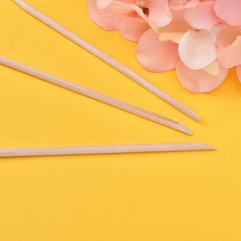 50Pcs Orange Wood Sticks for Nail Art Cuticle Pusher Remover Manicure To Ew
