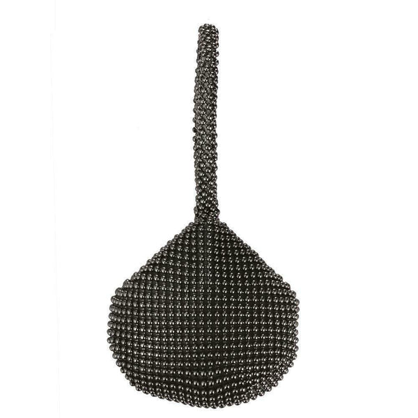 Women Metal Evening Clutch Bags Fashion Rhinestone Purse Handbag (Black)