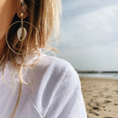 Exaggerated Large Round Pendant Earrings Female Sea Shell Hanging Earrings