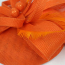 Race Wedding Feather Pillbox Hat Fascinator Derby Party Headband Clip Orange