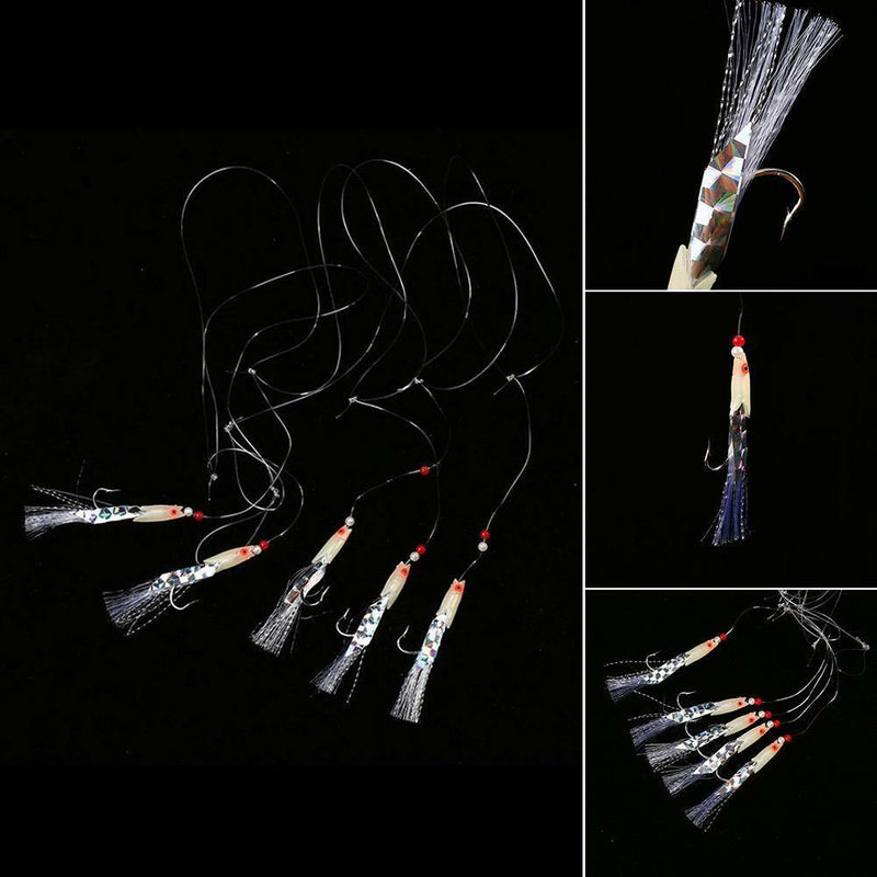 5pcs Sea Fishing Rigs Mackerel Feathers Bass Cod Lures Tackle Boat