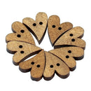 100pcs 2 Holes Lovely Brown Wood Wooden Sewing Heart Shape Button Craft 16* V7Z2