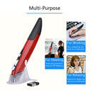 Wireless USB Optical Pen Mouse Adjustable 1600DPI 4 Keys Mice for PC (Red)