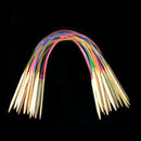 1X(Multicolor Tube 18 Size/Set Bamboo Circular Crochet Knitting Needles Set