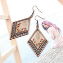 Fashion Women'S Ethnic Silk Rhombus Alloy Beads Drop Earrings Fashion Jewel