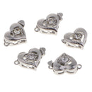 5pcs Rhinestone Love Heart Box Clasp DIY Wedding Jewelry Connector Findings