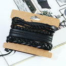 4pcs Retro Weave Bracelet Multilayer Leather Bangles Unisex Jewelry Gift
