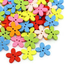 100 pcs Colorful Flower Wood Buttons Sewing Scrapbooking Craft