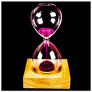 Pink wood + glass + iron powder sand iron flowering magnetic hourglass with