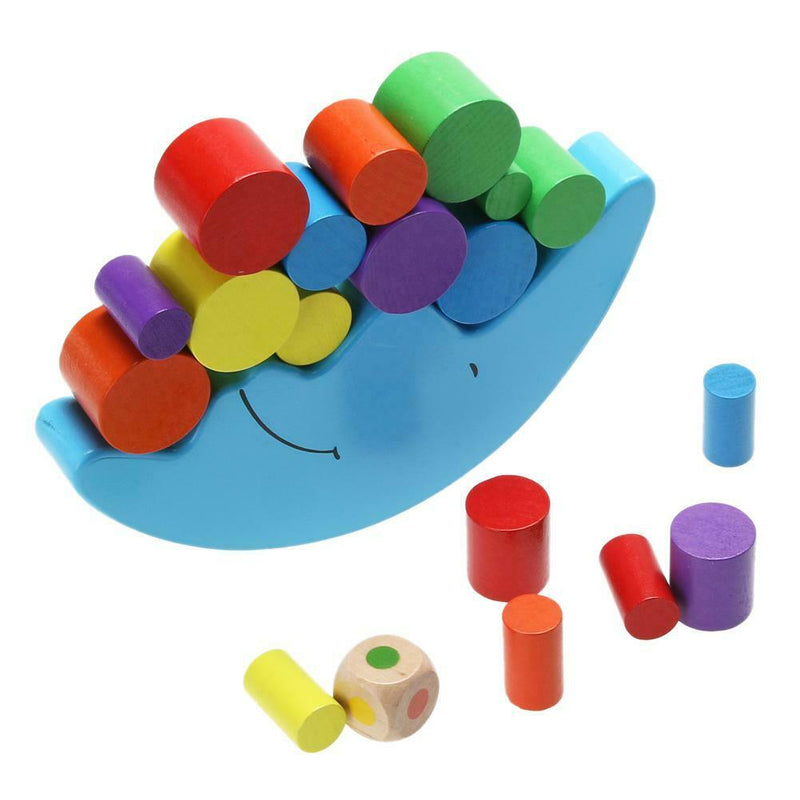 Kids Wood Moon Balance Game Toys Colorful Building Blocks Educational Toys